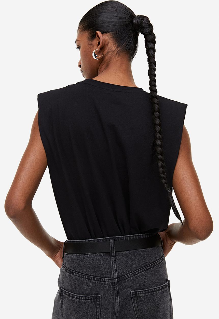 H&M - Oversized shoulder-pad top - black
