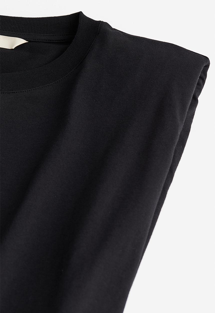 H&M - Oversized shoulder-pad top - black