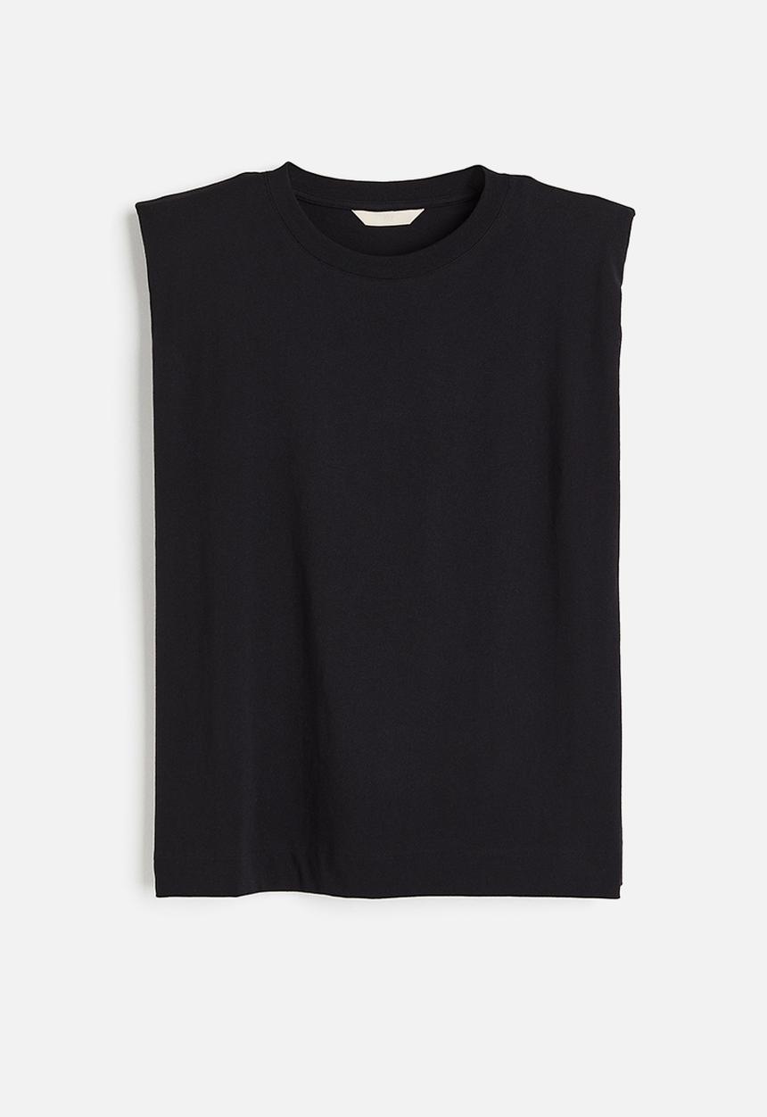 H&M - Oversized shoulder-pad top - black