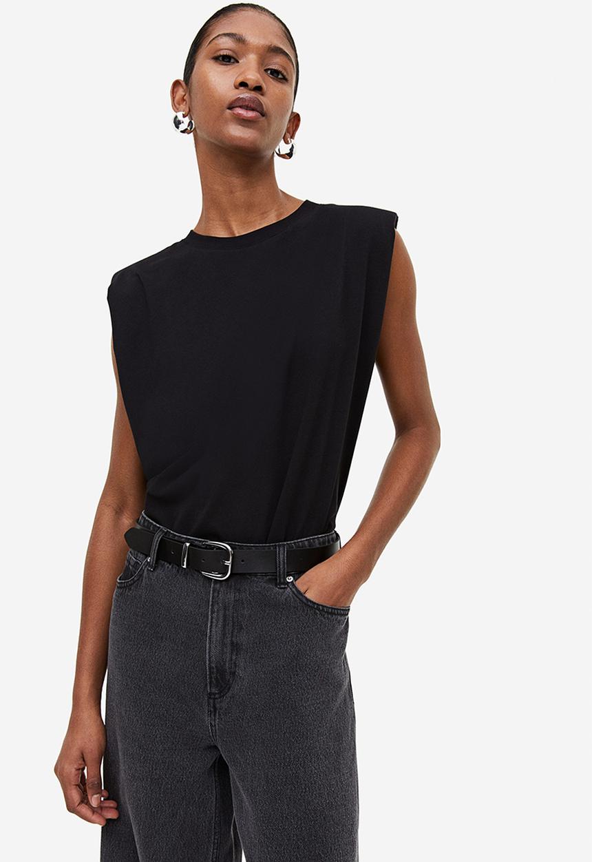 H&M - Oversized shoulder-pad top - black