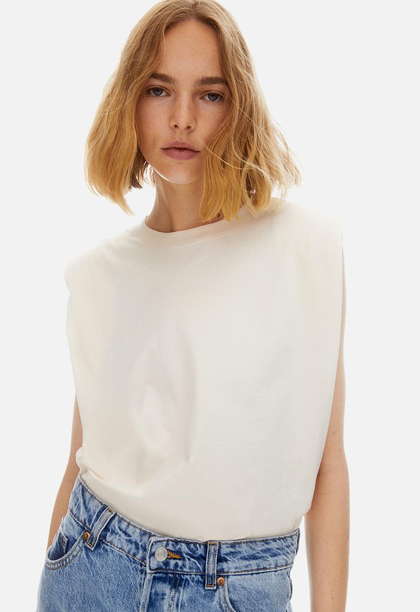 H&M - Oversized shoulder-pad top - cream