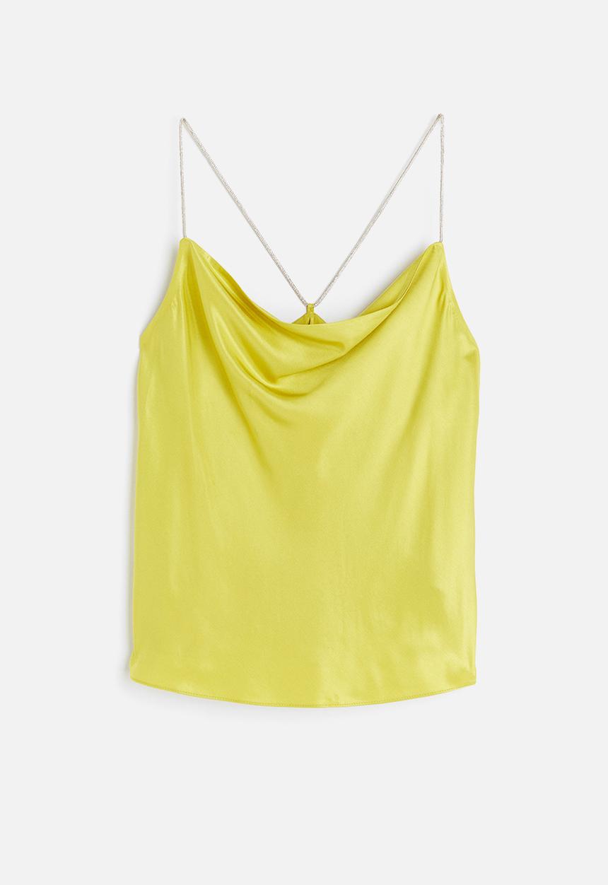 Rhinestone-strap cami top - yellow - 1166439010