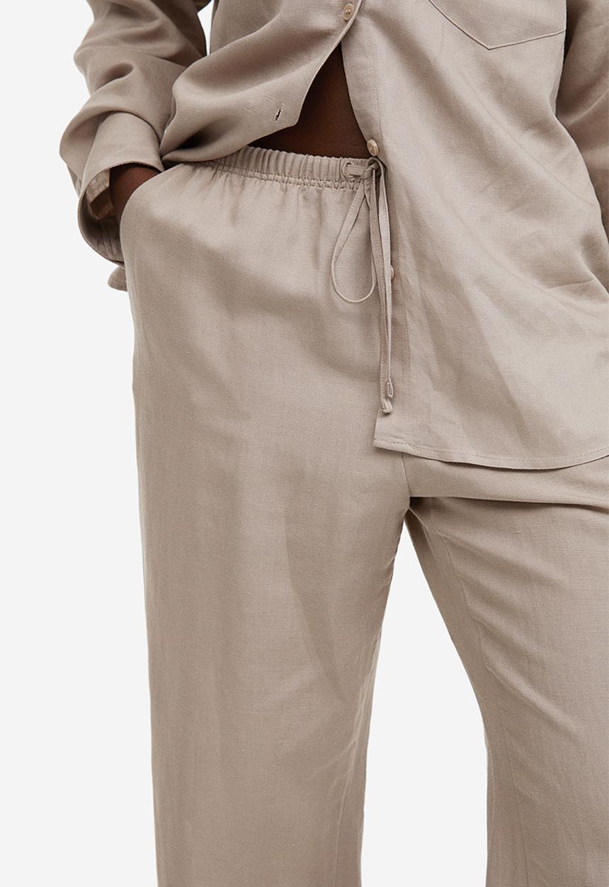 H&M - Linen-blend trousers - greige