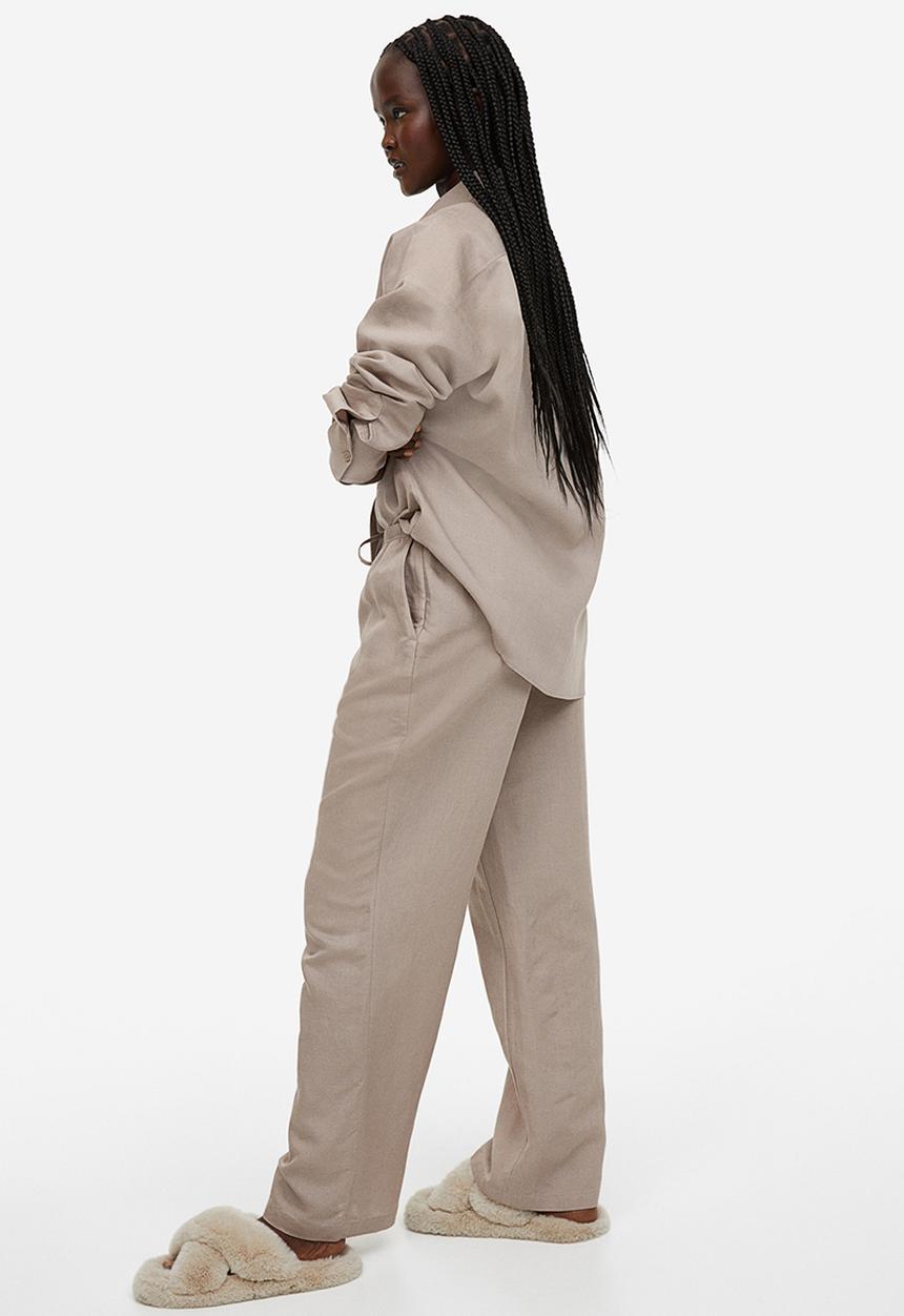 H&M - Linen-blend trousers - greige