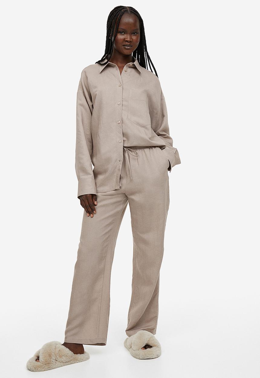 H&M - Linen-blend trousers - greige