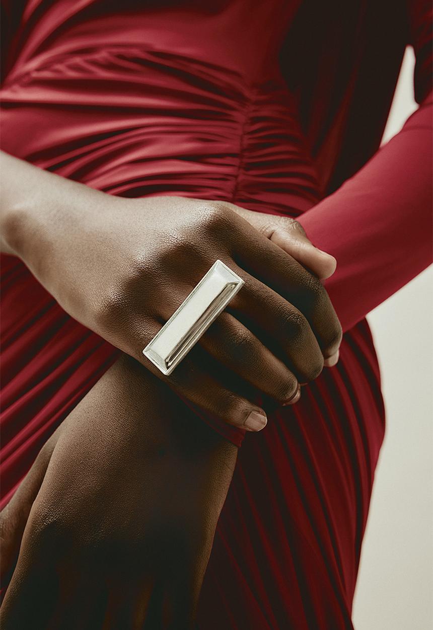 H&M - H&M Studio: Sparkling stone-embellished ring - silver-coloured