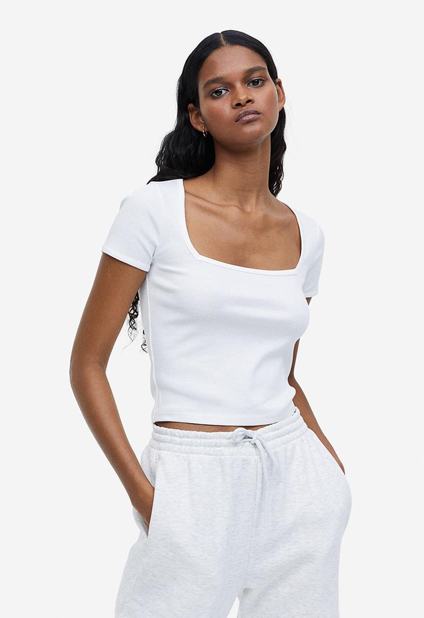 H&M - Ribbed top - white