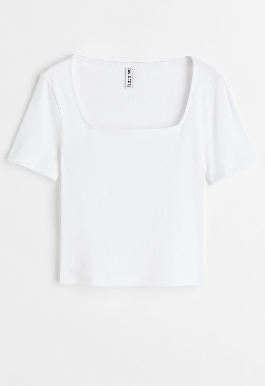 H&M - Ribbed top - white