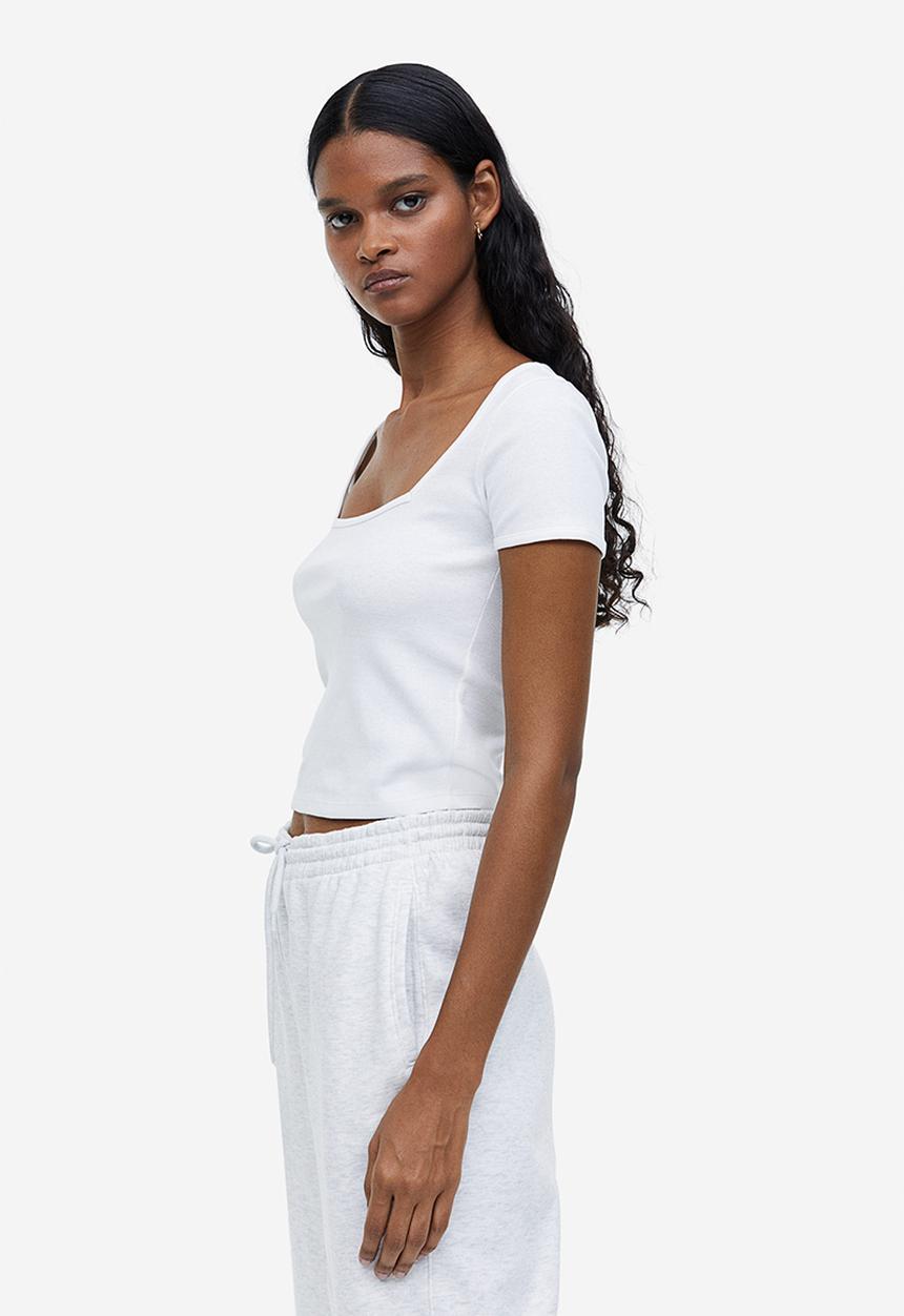 H&M - Ribbed top - white