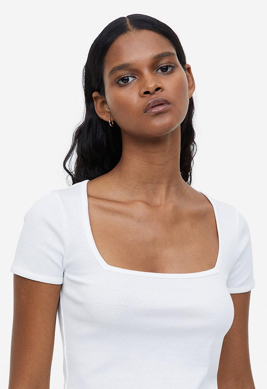 H&M - Ribbed top - white
