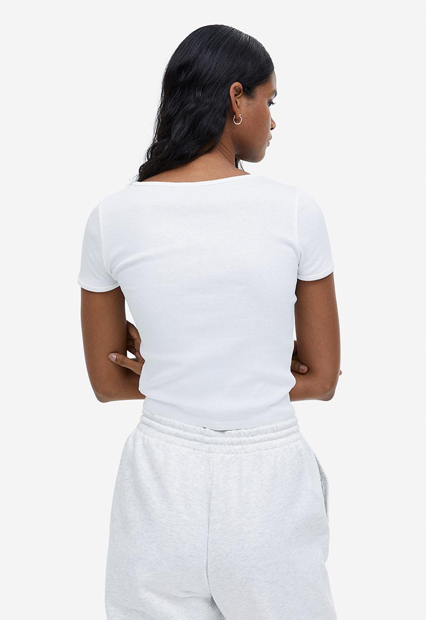 H&M - Ribbed top - white