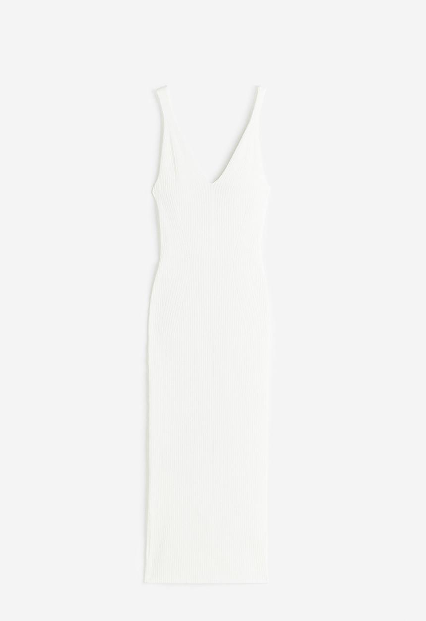 H&M - Rib-knit bodycon dress - cream