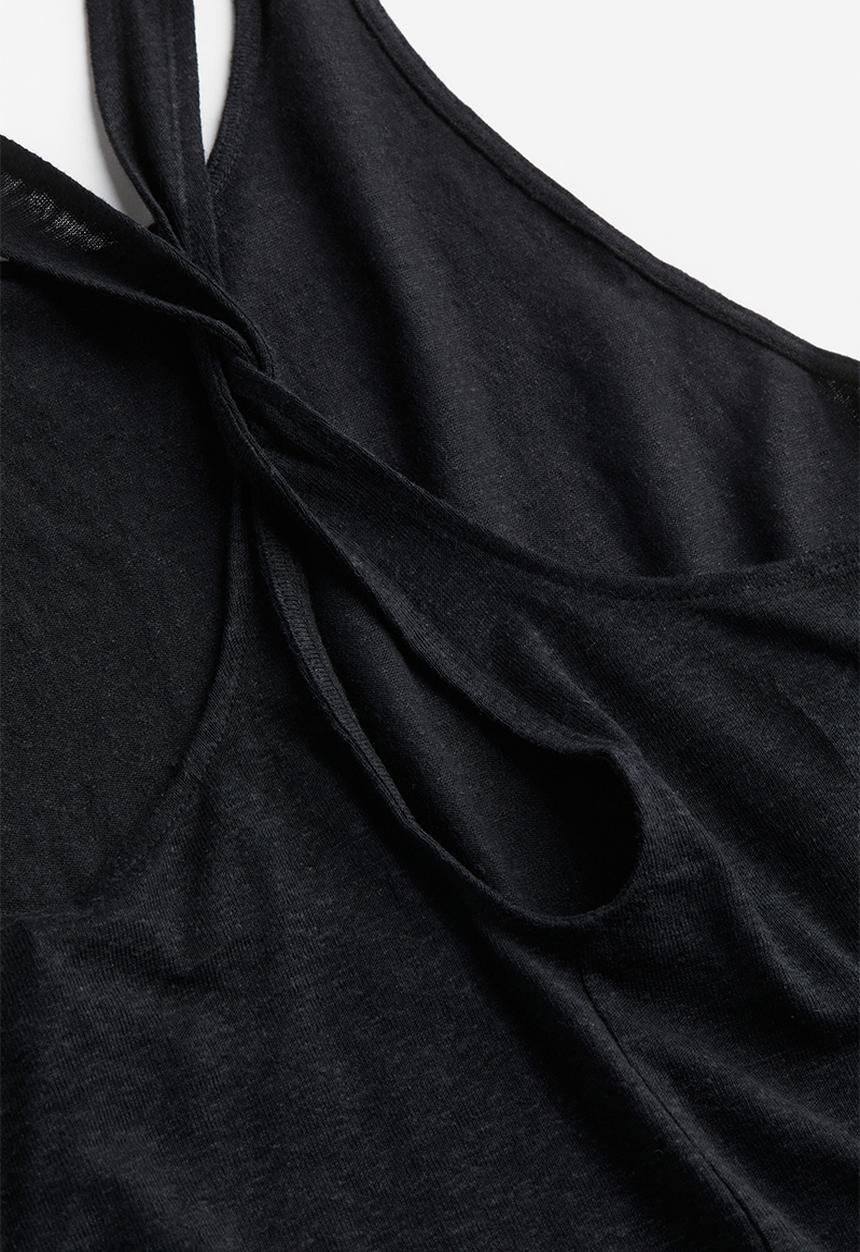 H&M - Linen-blend vest top - black