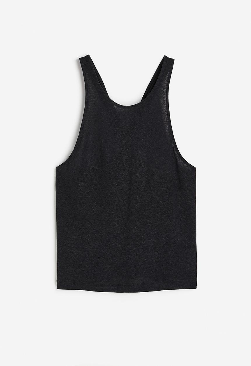 H&M - Linen-blend vest top - black