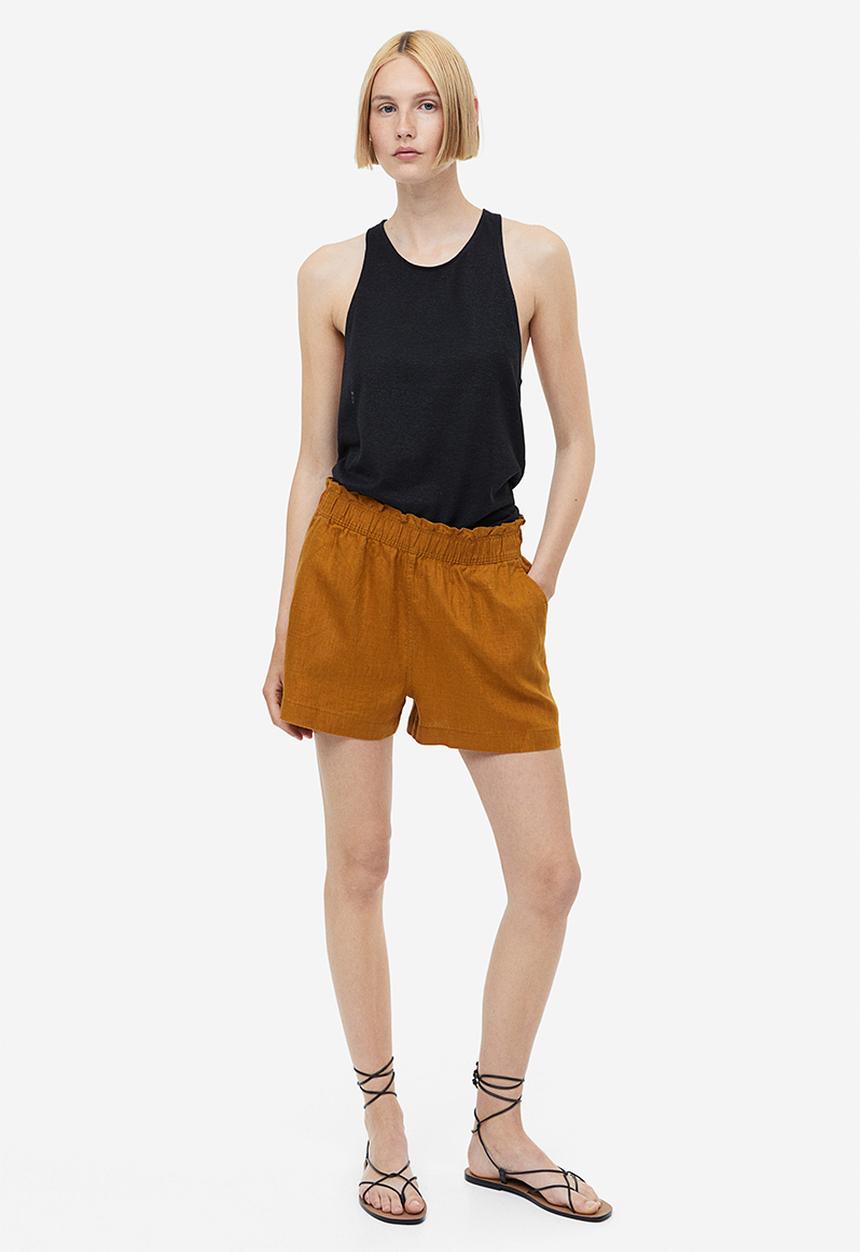 H&M - Linen-blend vest top - black