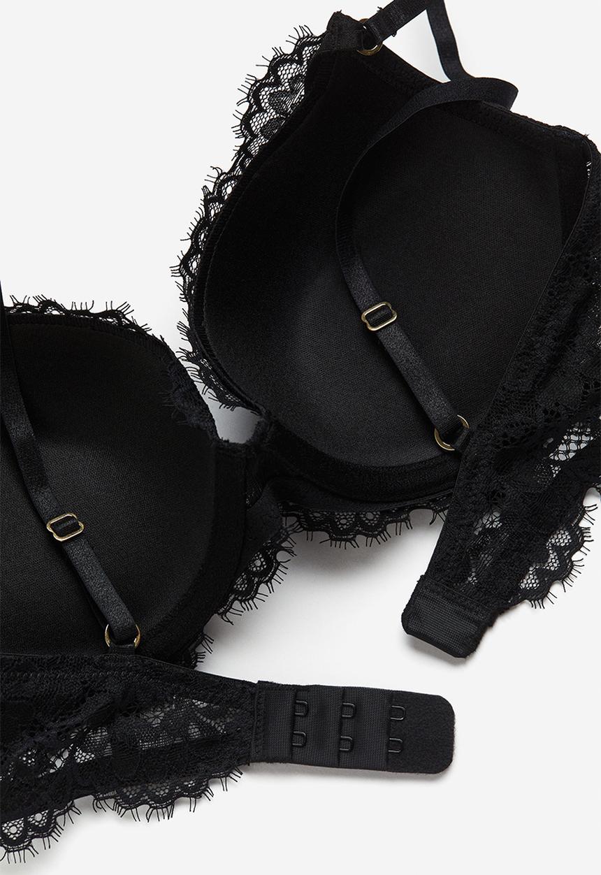 H&M - Lace push-up bra - black