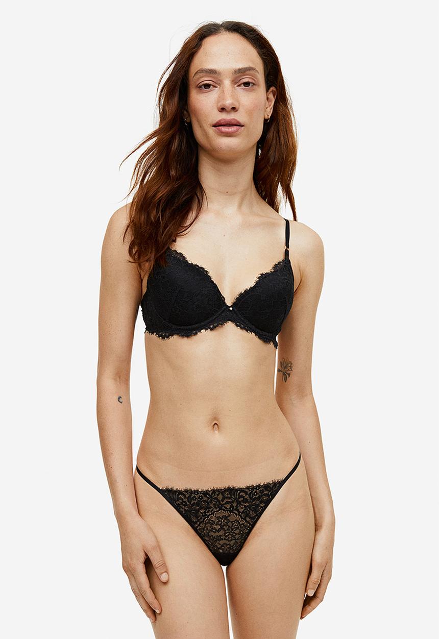 H&M - Lace push-up bra - black