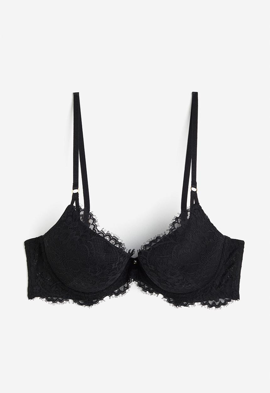 H&M - Lace push-up bra - black