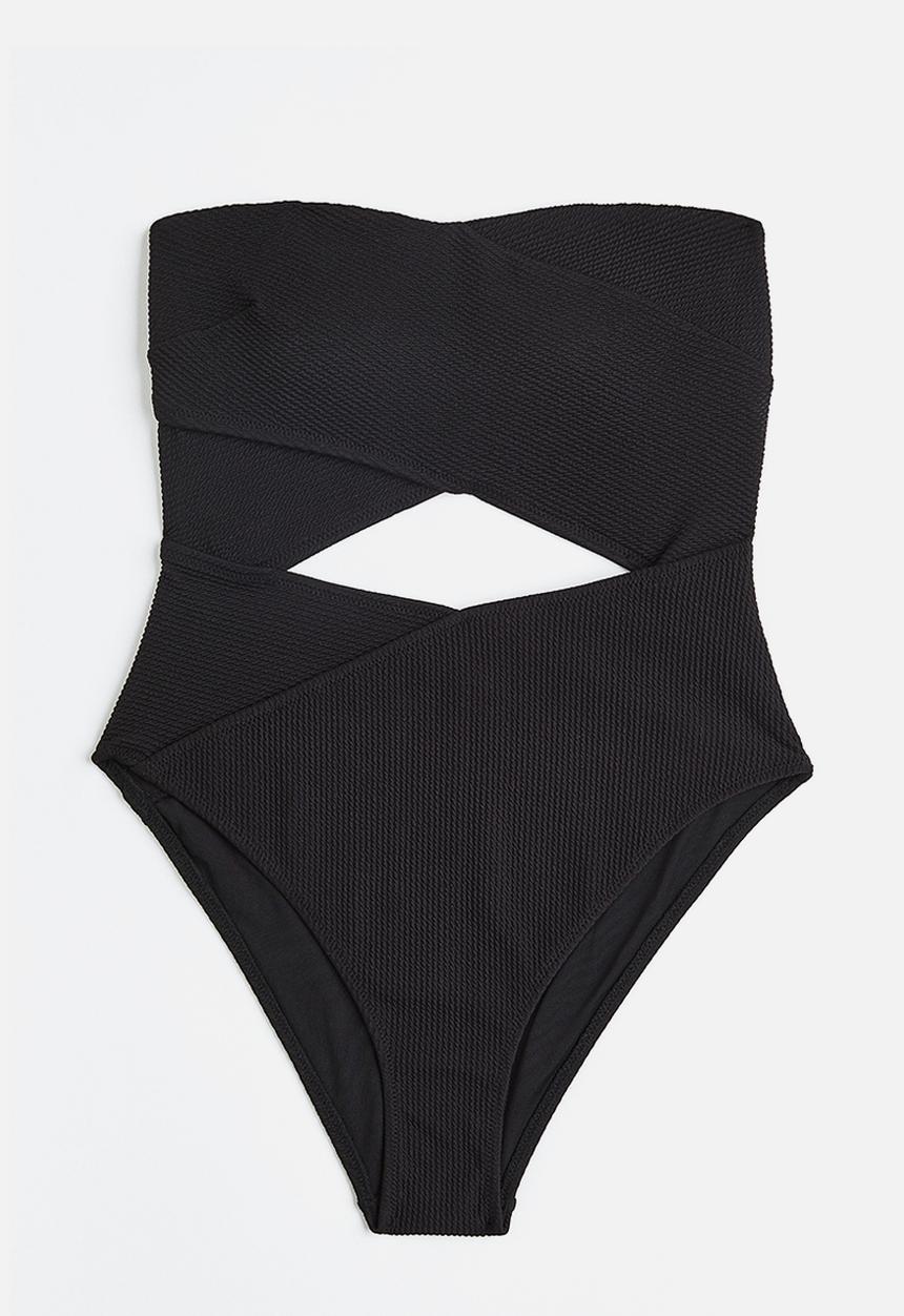 H&M - High-leg bandeau swimsuit - black