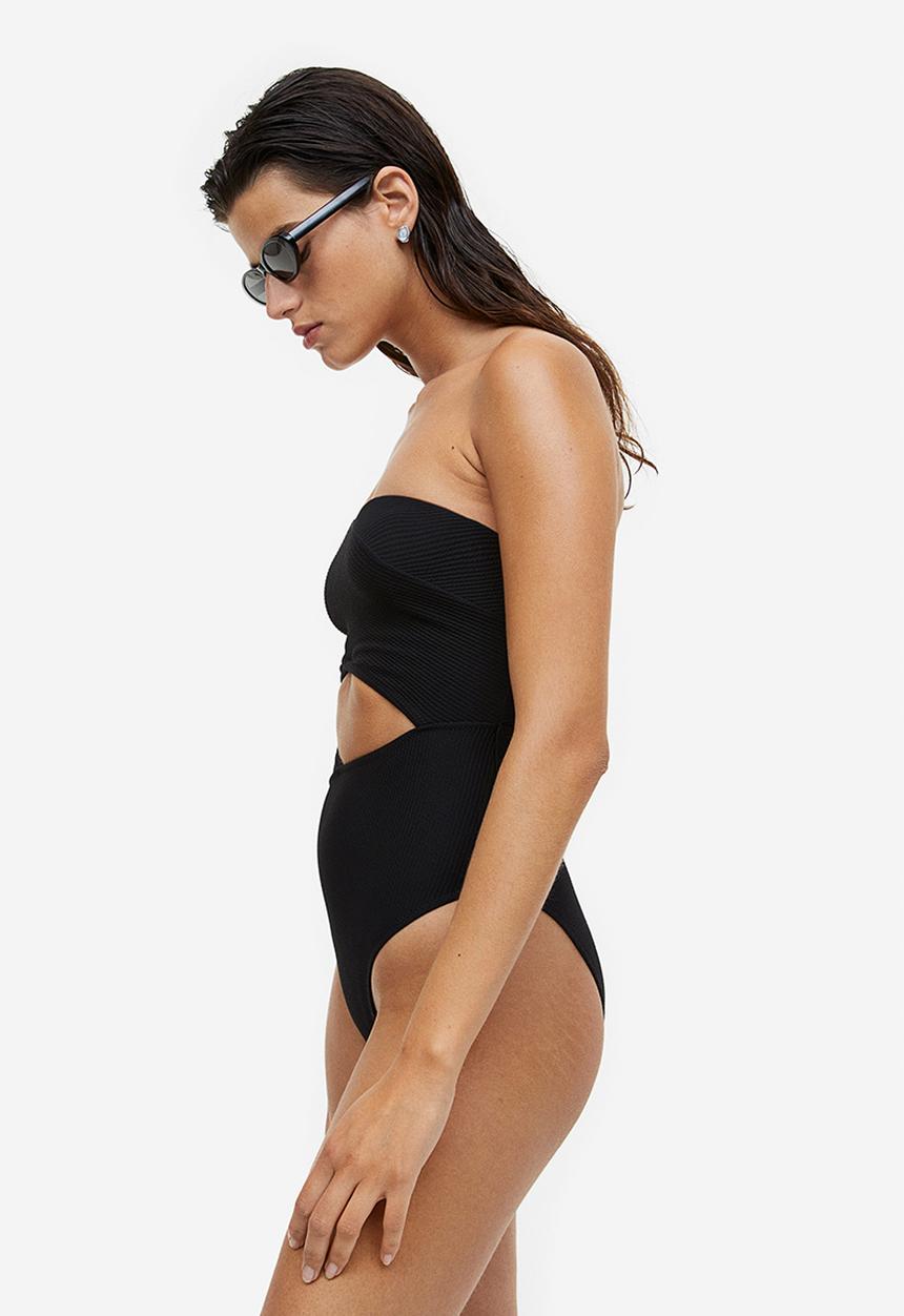 H&M - High-leg bandeau swimsuit - black