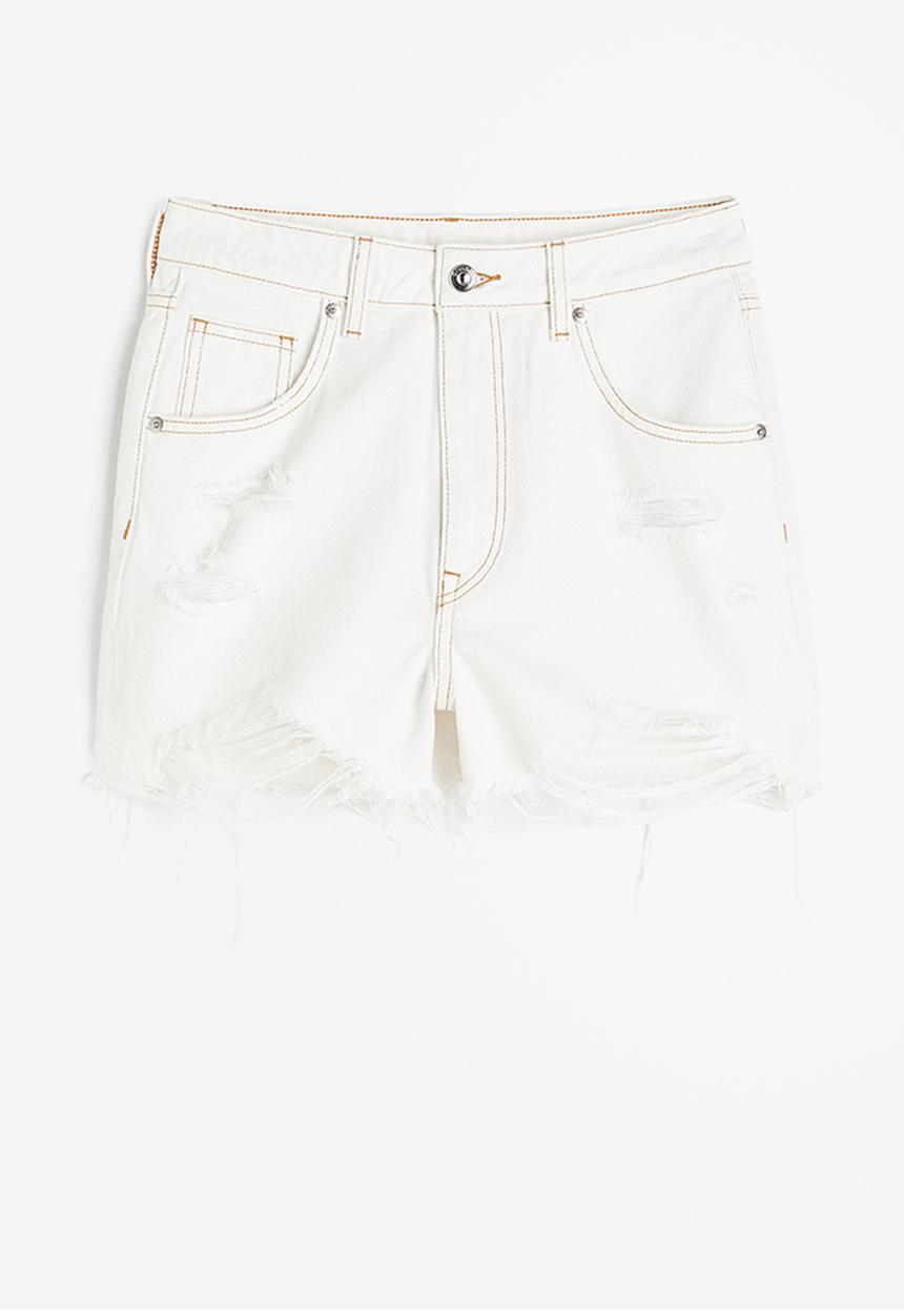H&M - High-waisted denim shorts - white