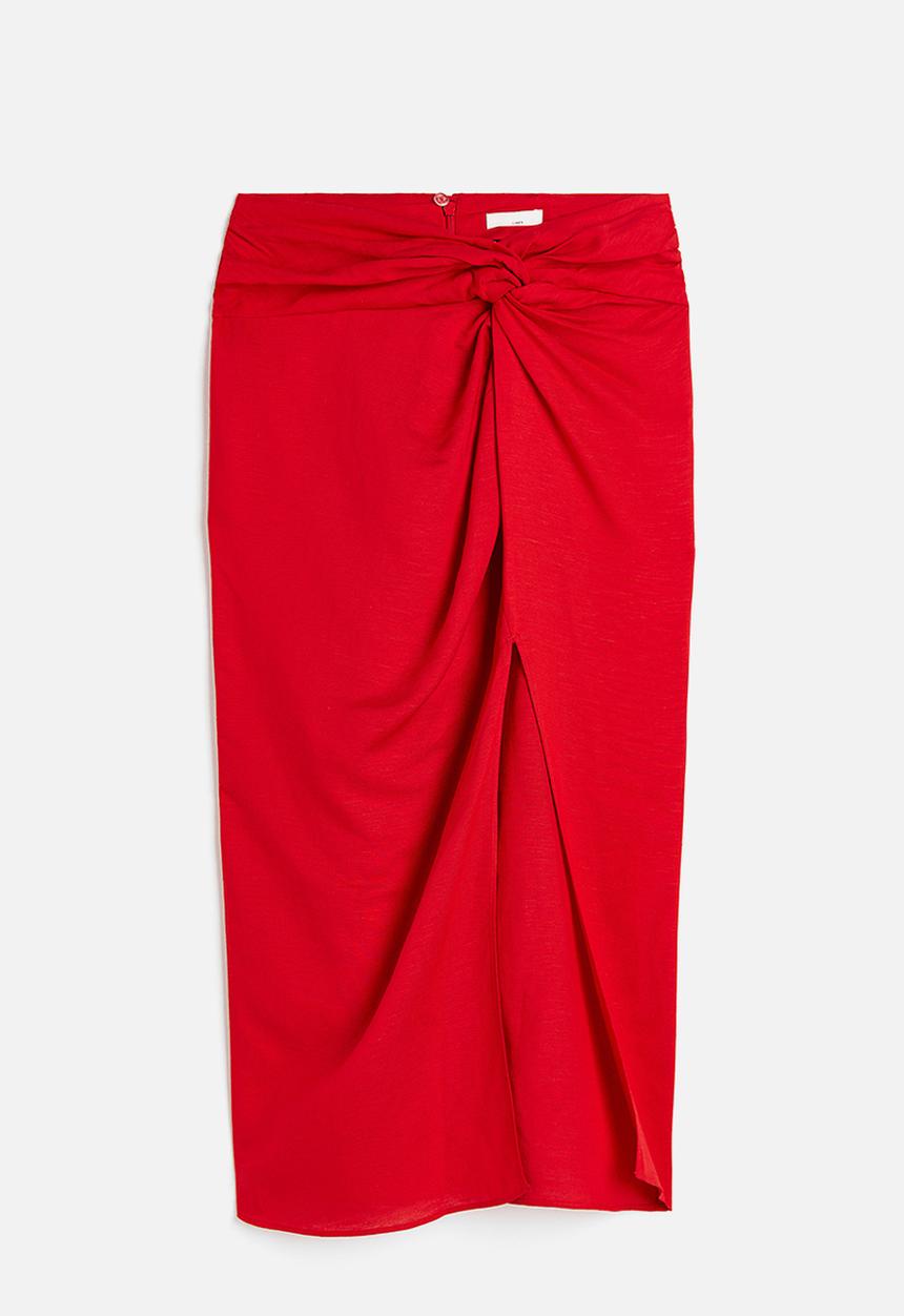 H&M - Knot-detail skirt - red