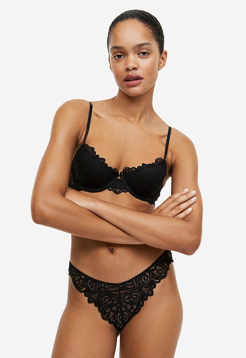 H&M - Lace push-up bra - black