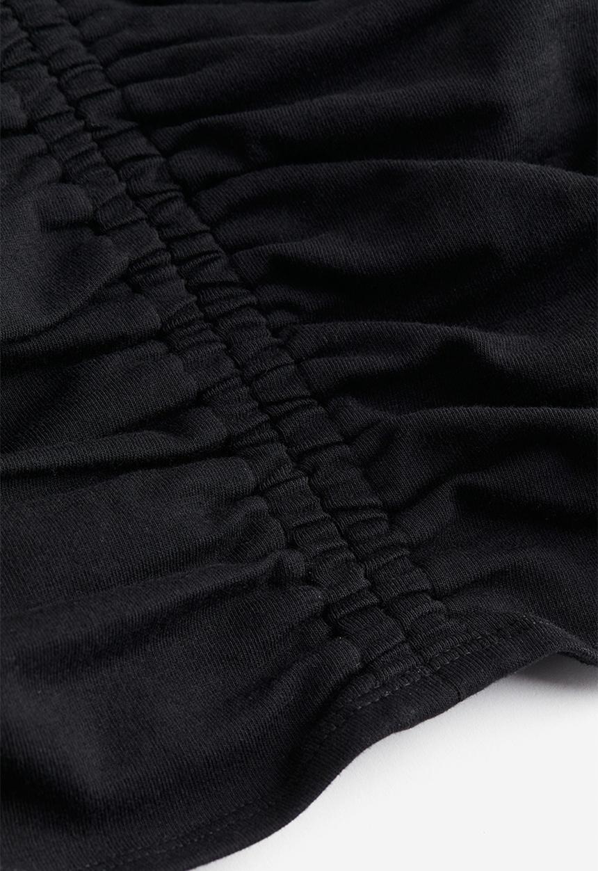 H&M - Gathered jersey top - black