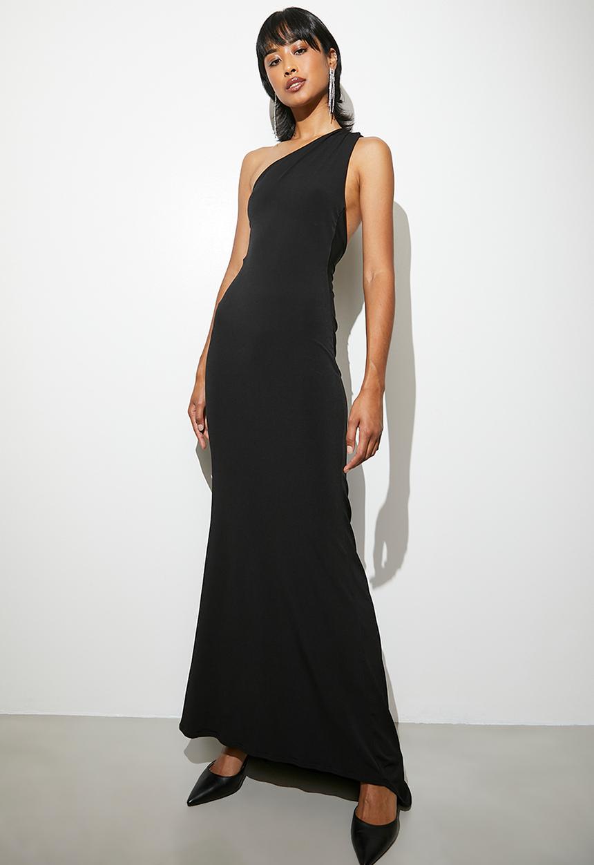 VELVET - Asym knit maxi dress - black