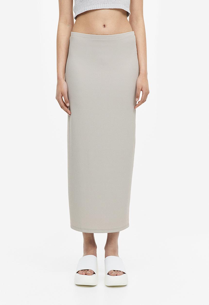 H&M - Ribbed pencil skirt - light greige