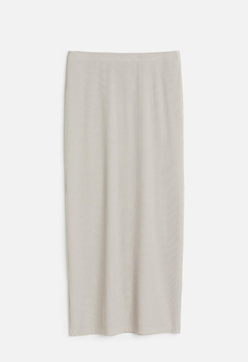 H&M - Ribbed pencil skirt - light greige