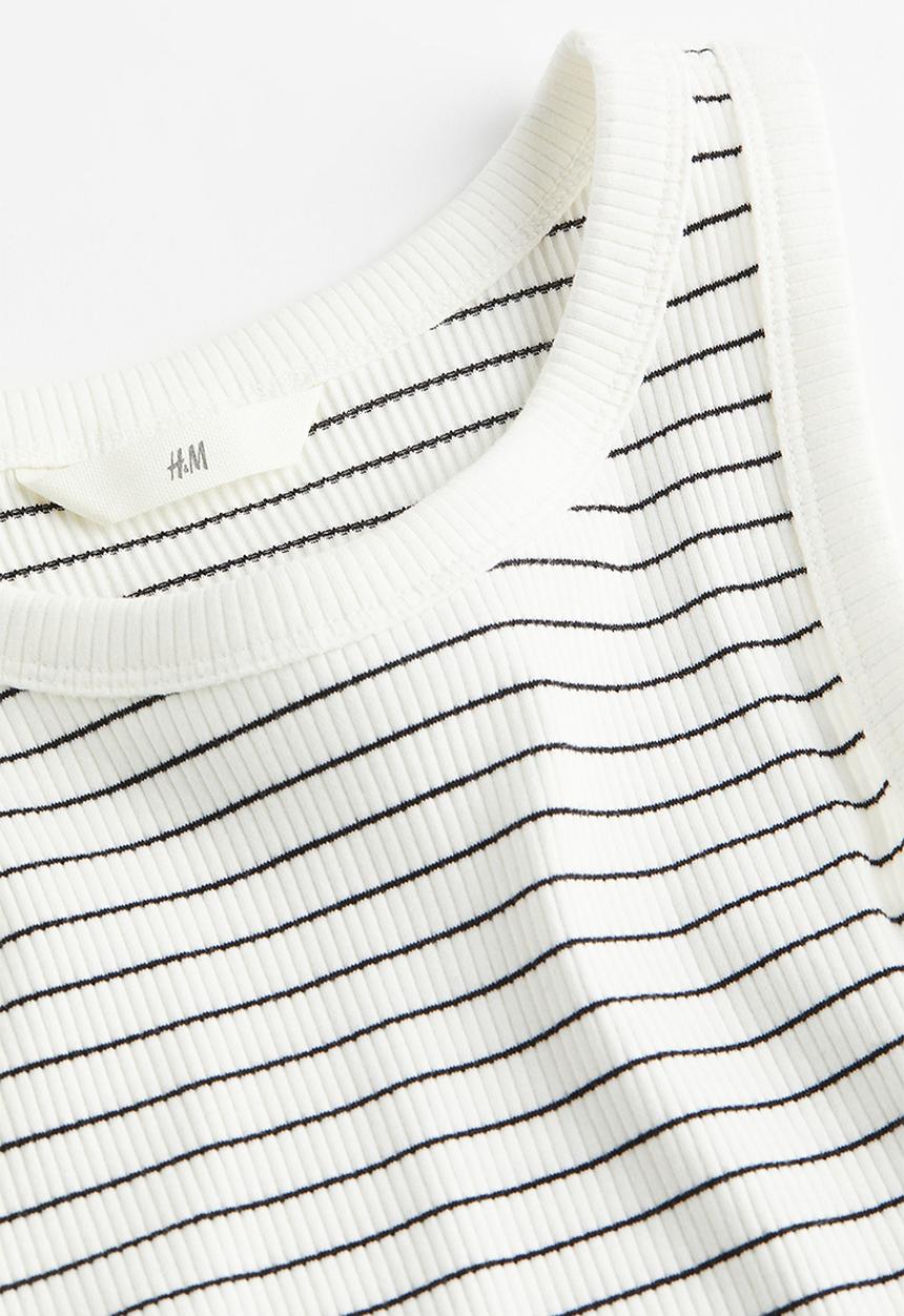 H&M - Ribbed vest top - white/striped