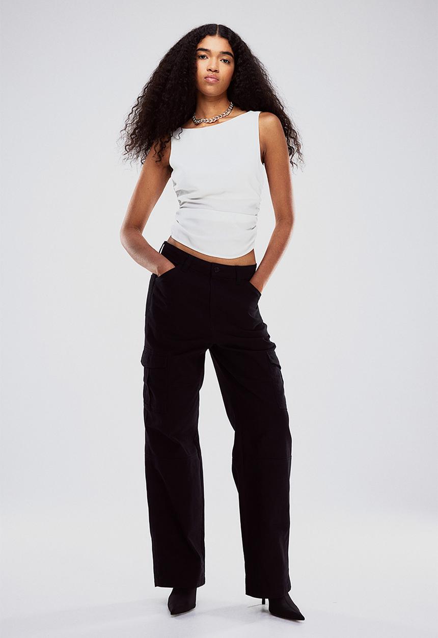 H&M - Twill cargo trousers - black