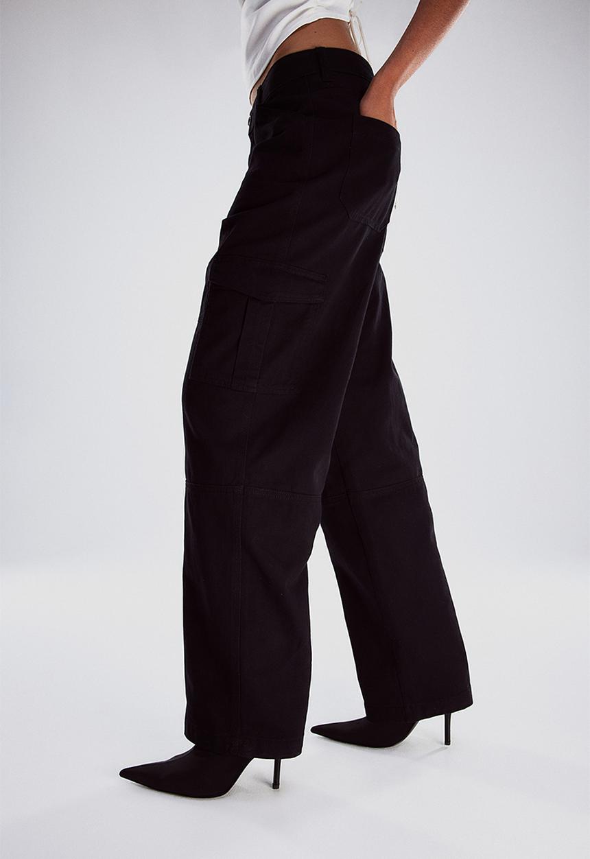 H&M - Twill cargo trousers - black