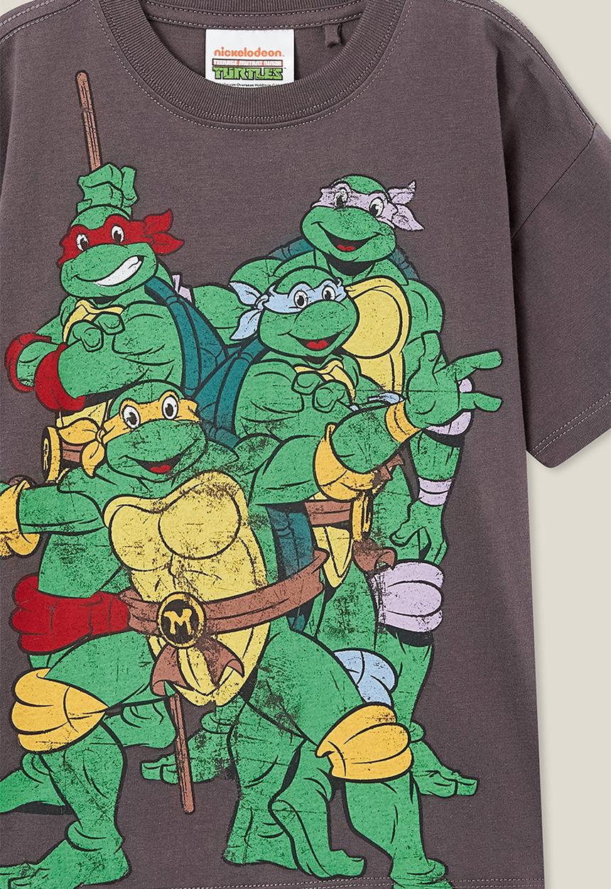 Cotton On - License drop shoulder short sleeve tee - lcn nic rabbit grey/tmnt & friends