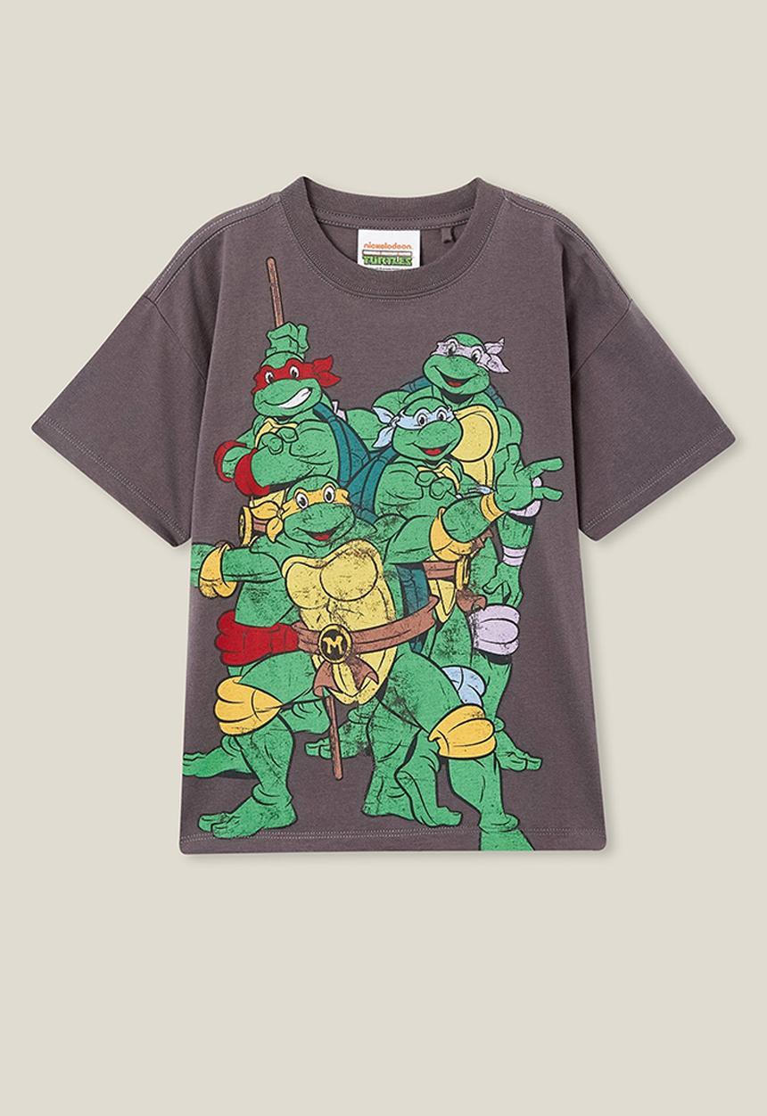 Cotton On - License drop shoulder short sleeve tee - lcn nic rabbit grey/tmnt & friends