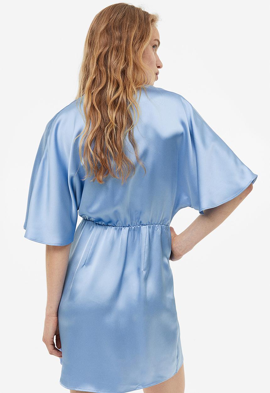 H&M - Satin wrap dress - light blue
