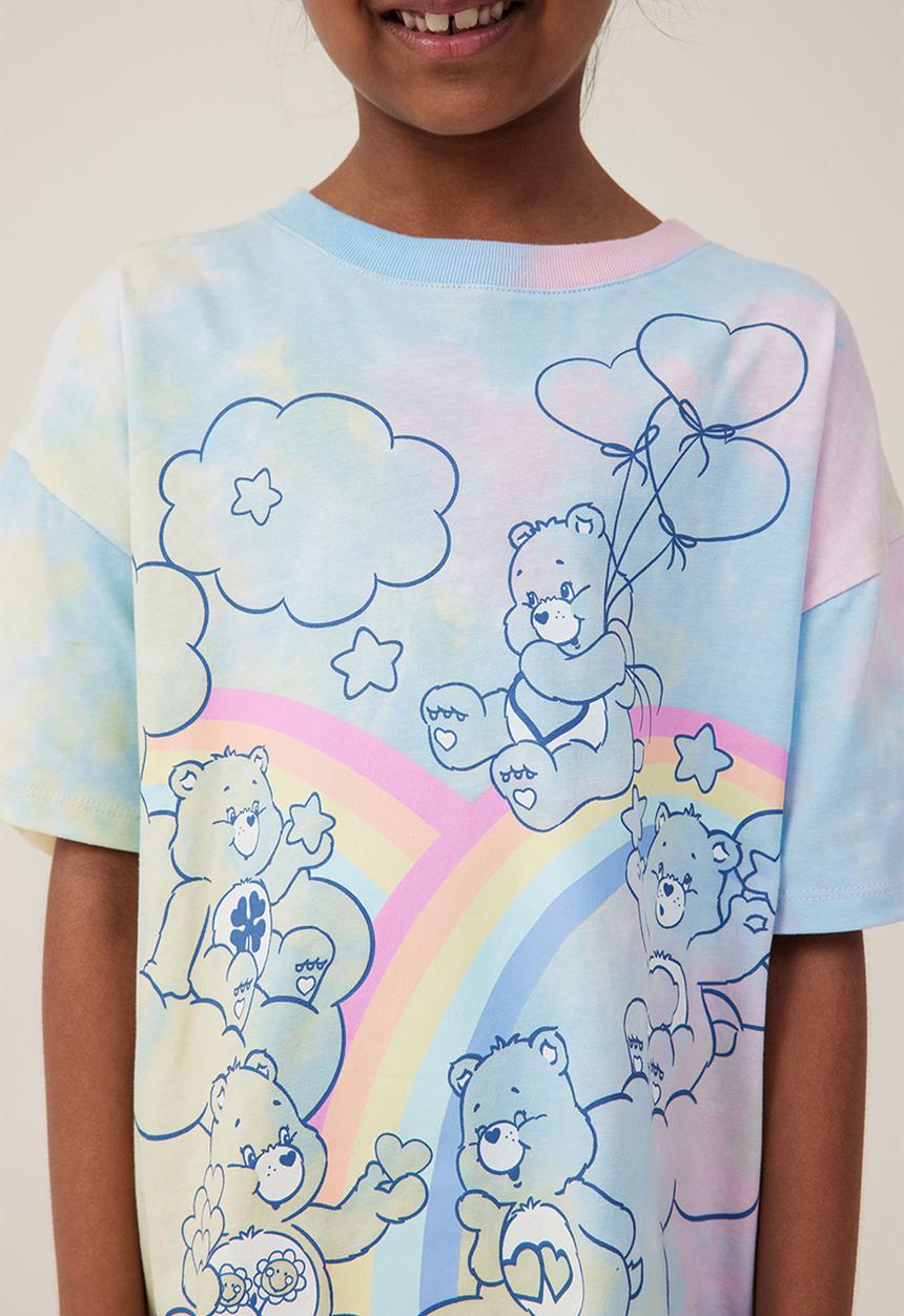 Cotton On - License drop shoulder short sleeve tee - lcn clc care bears/tie dye