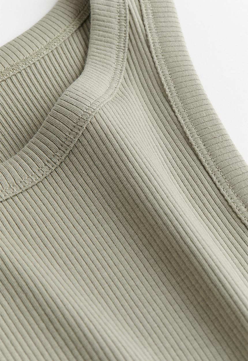 H&M - Ribbed vest top - sage green