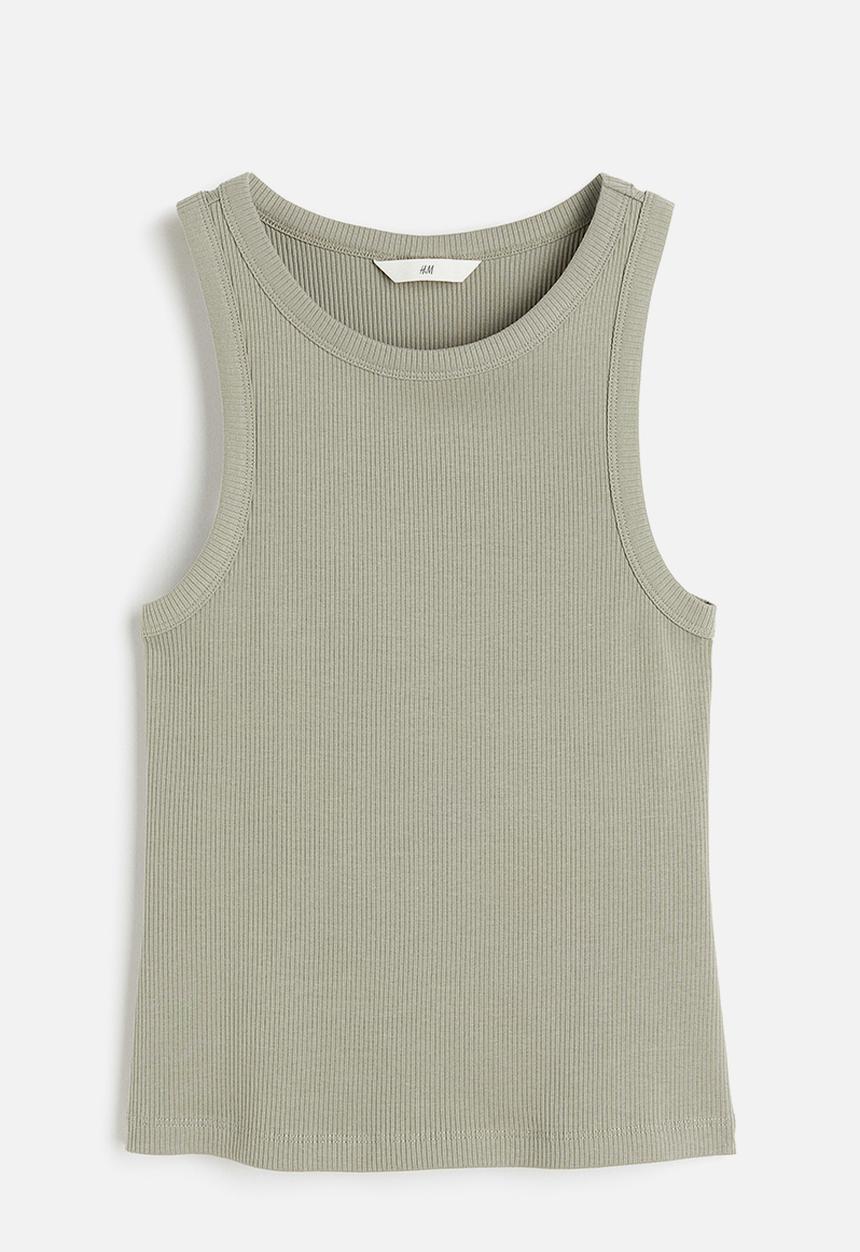 H&M - Ribbed vest top - sage green