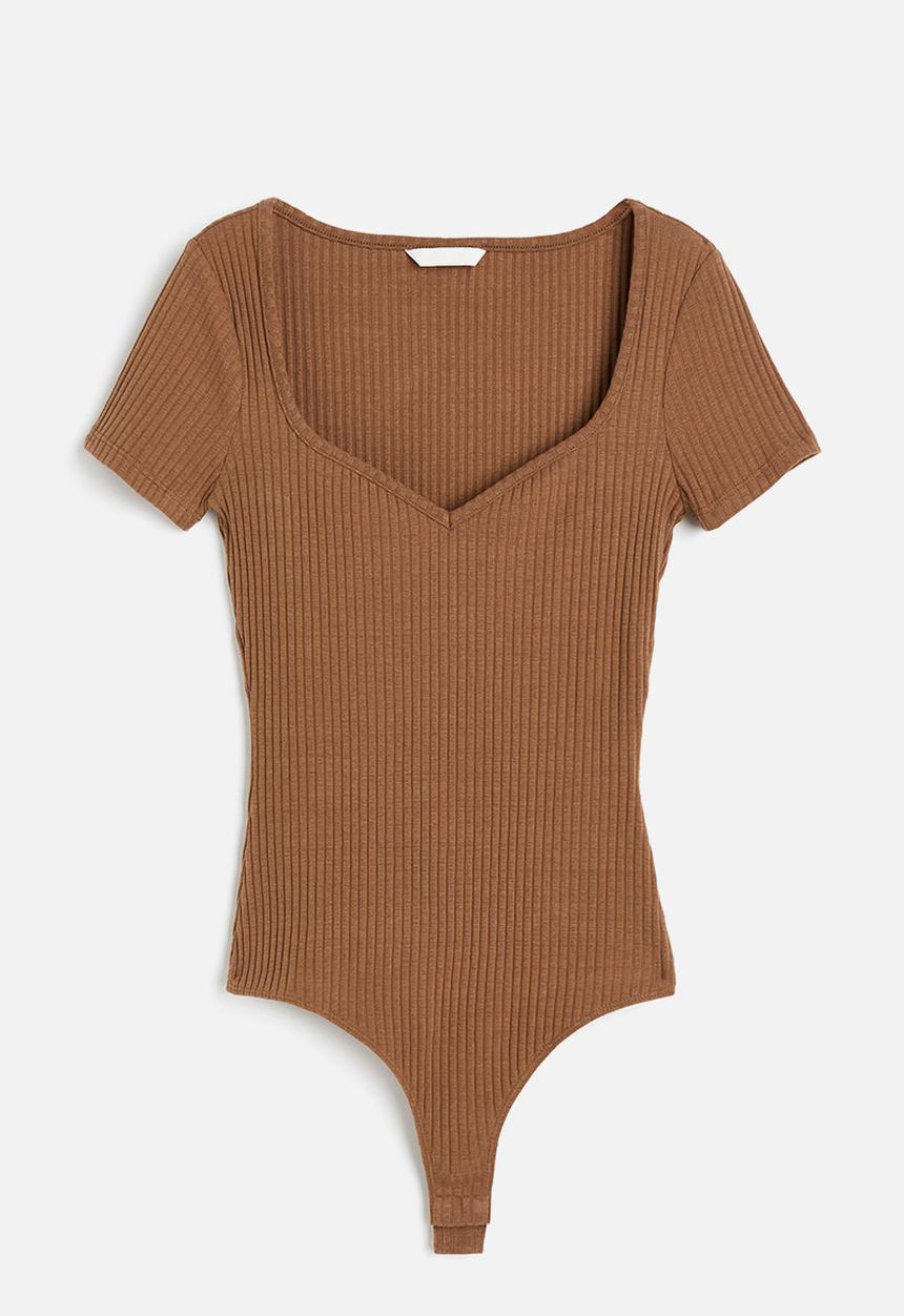 H&M - Ribbed thong body - brown