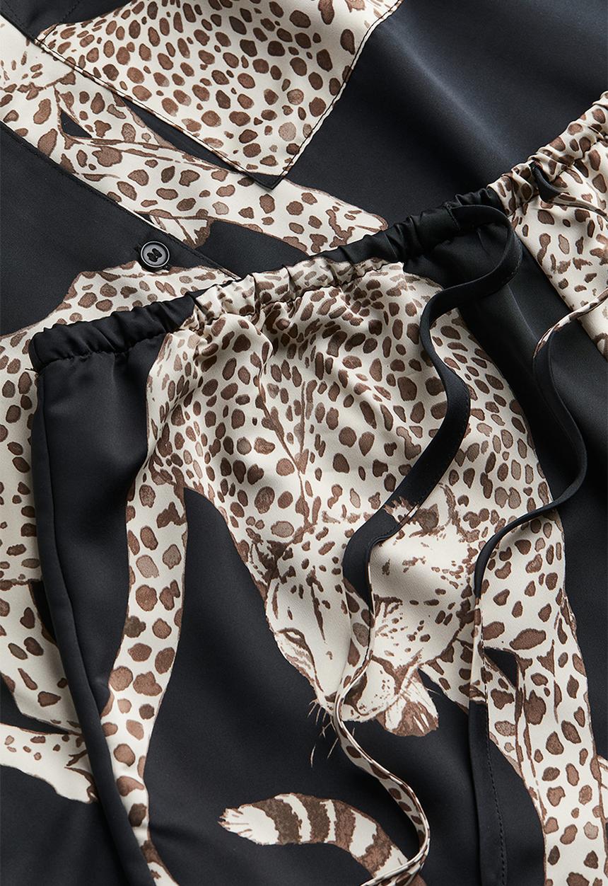 H&M - Satin pyjamas - black cheetah