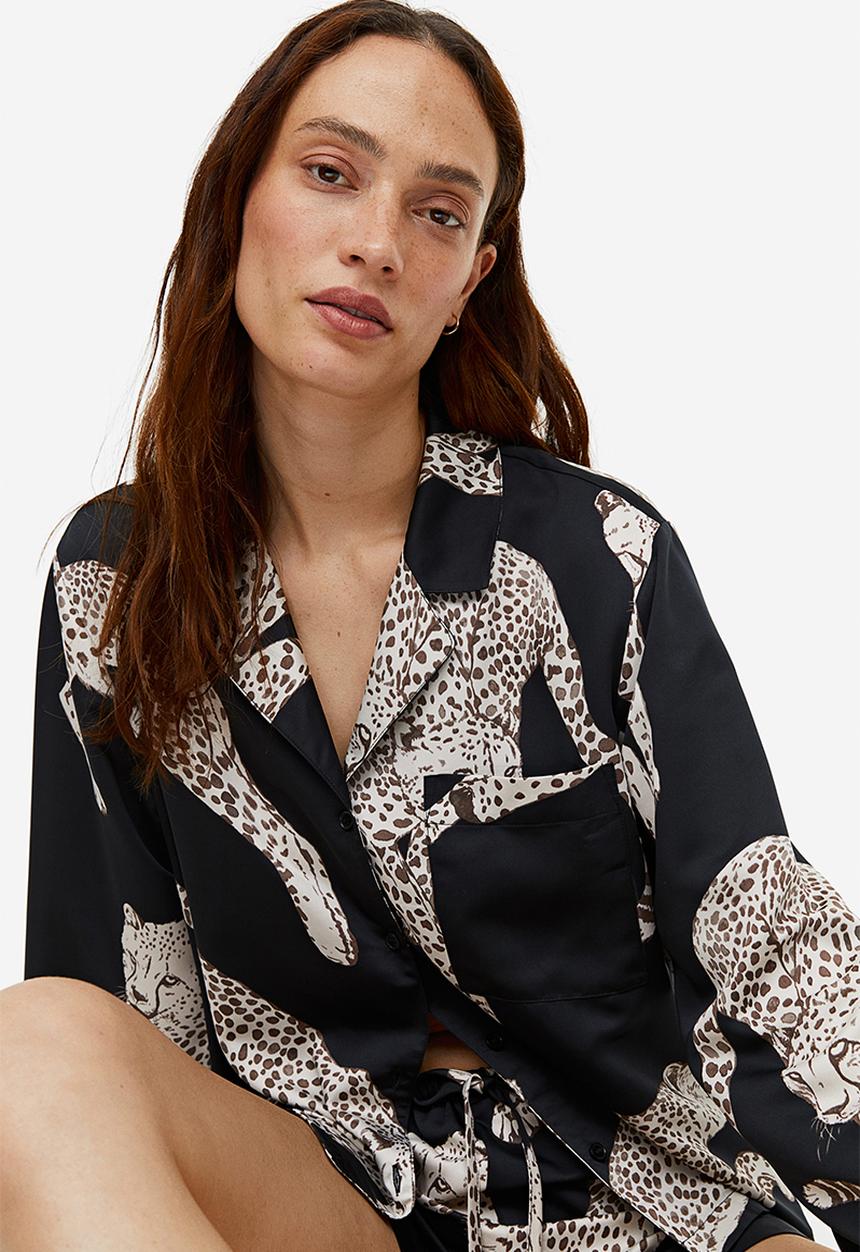H&M - Satin pyjamas - black cheetah