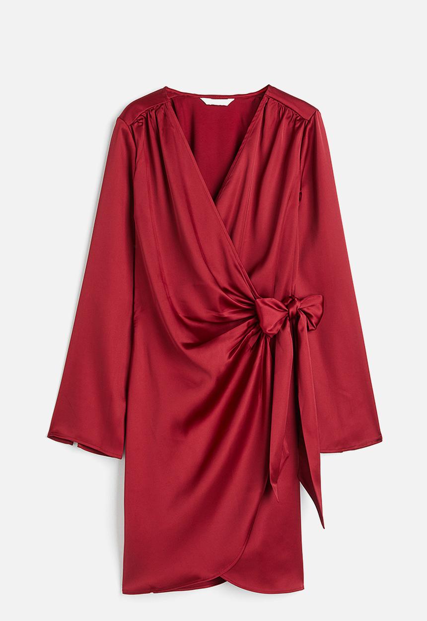 H&M - Satin wrap dress - dark red
