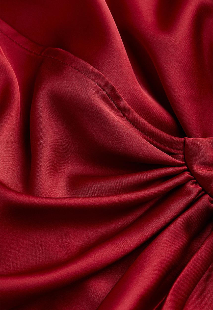 H&M - Satin wrap dress - dark red