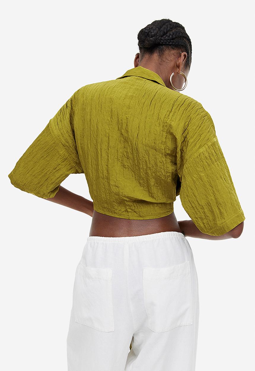 H&M - Tie-detail blouse - khaki green