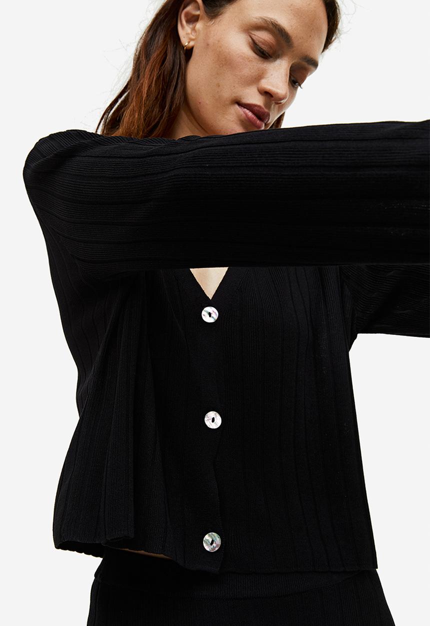 H&M - Rib-knit cardigan - black