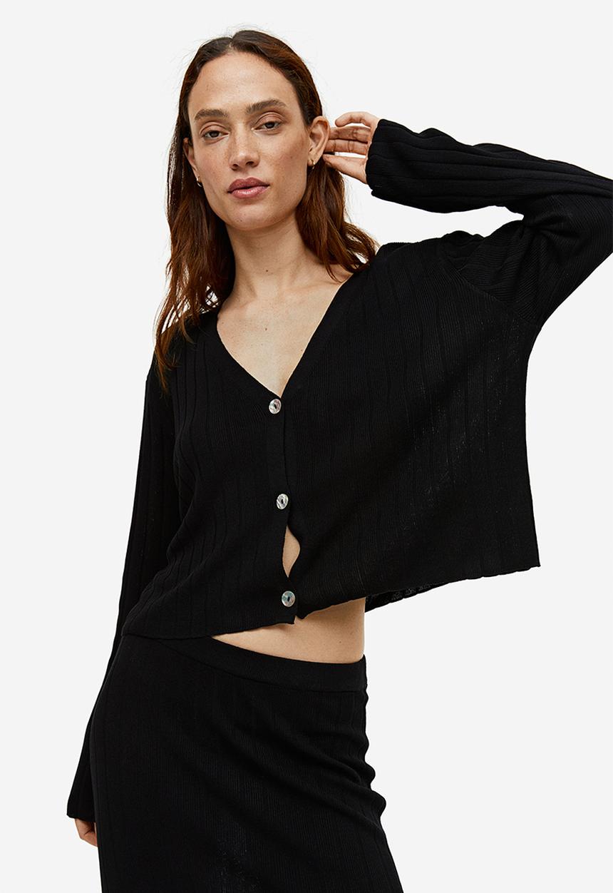H&M - Rib-knit cardigan - black