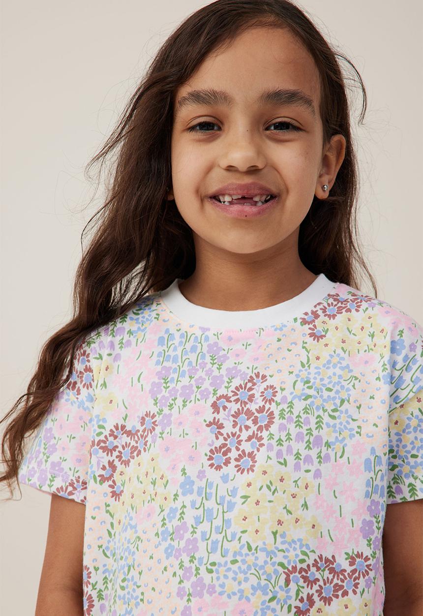 Cotton On - Poppy short sleeve print tee - vanilla/floral fields