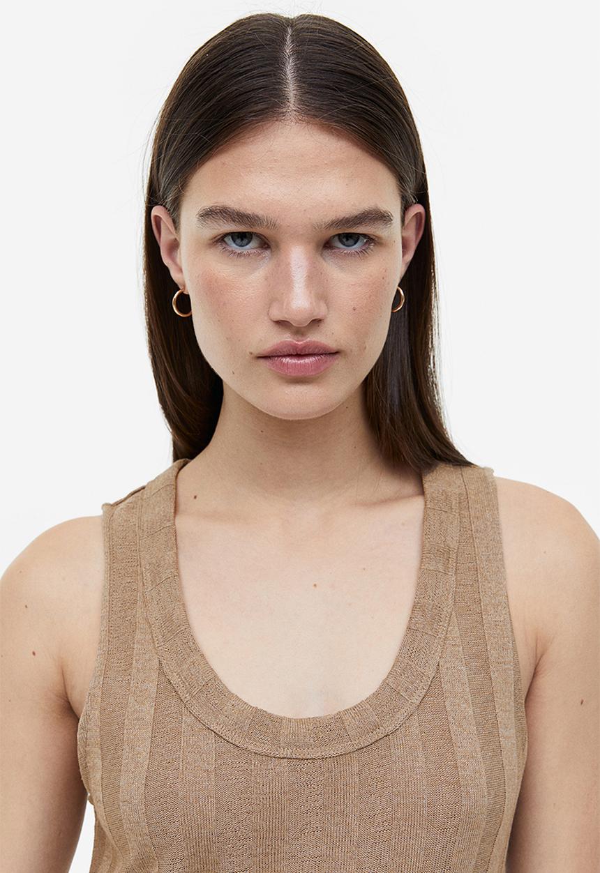 H&M - Rib-knit dress - dark beige 